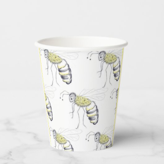 Summen mit Stil – Bienen-Illustrationsbecher Pappbecher (Vorderseite)