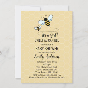 Summende Biene Baby Shower Einladung Gold