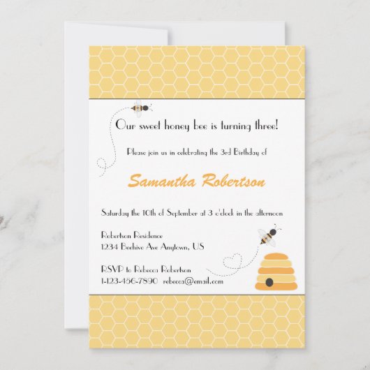 Summende Bienen-Geburtstags-Einladung Einladung (Vorderseite)