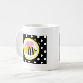 Summende Hummel-Biene - Rosa/Schwarzes Kaffeetasse (Vorderseite Links)