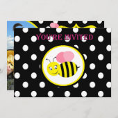 Summende Hummel-Bienen-Einladung - Rosa/Schwarzes Einladung (Vorne/Hinten)