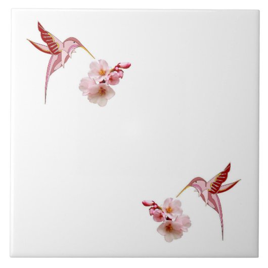 Summenvögel u. Kirschblüten Trivet Fliese (Vorderseite)