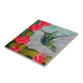 Summenvogel und rote Blumen Fliese (Seite)