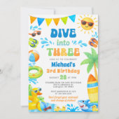 Summer 3rd Birthday Invitation - Dive into Three Einladung (Vorderseite)