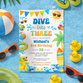 Summer 3rd Birthday Invitation - Dive into Three Einladung