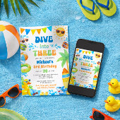 Summer 3rd Birthday Invitation - Dive into Three Einladung