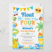 Summer 4th Birthday Invitation - Float into Four Einladung (Vorderseite)
