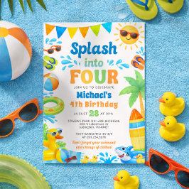 Summer 4th Birthday Invitation - Splash into Four Einladung