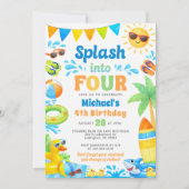 Summer 4th Birthday Invitation - Splash into Four Einladung (Vorderseite)