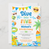 Summer 5th Birthday Invitation - Dive into Five Einladung (Vorderseite)
