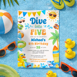 Summer 5th Birthday Invitation - Dive into Five Einladung