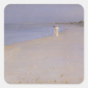 Summer Abend am South Beach, Skagen, 1893 Quadratischer Aufkleber