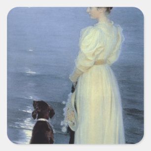 Summer Abend in Skagen Quadratischer Aufkleber