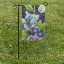 Summer Abend Moon & Berries Watercolor Art