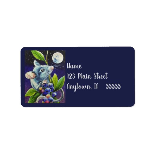 Summer Abend Mouse Moon & Berries Adressaufkleber (Vorne)