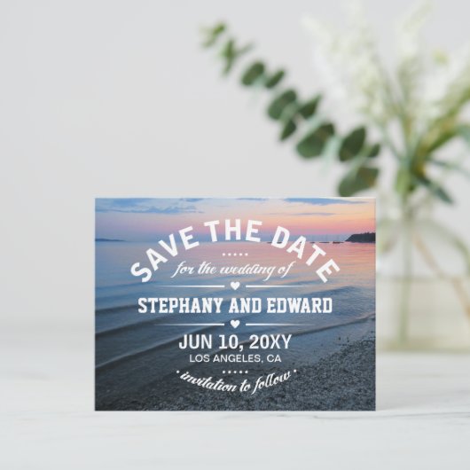 Summer Abend Sunset Sea Save the Date Postkarte (Stehend Vorderseite)