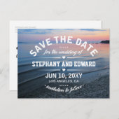 Summer Abend Sunset Sea Save the Date Postkarte (Vorne/Hinten)
