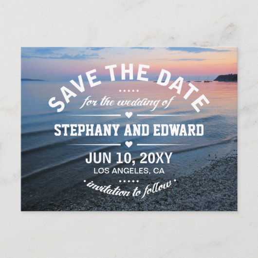 Summer Abend Sunset Sea Save the Date Postkarte (Vorderseite)