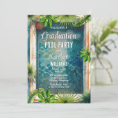 Summer Abschluss Pool Party Einladung (Stehend Vorderseite)