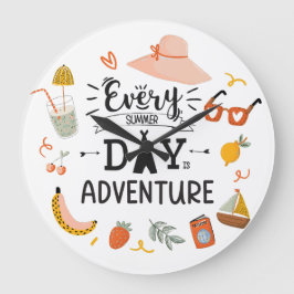 Summer Adventure Quote Colorful Kids Kinderzimmer Große Wanduhr