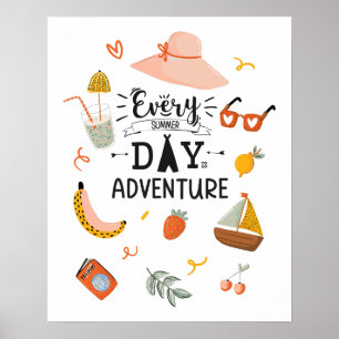 Summer Adventure Quote Colorful Kids Kinderzimmer Poster