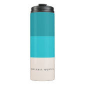 Summer Aqua Blue Beach Vibe Horizontaler Streifen Thermosbecher (Vorderseite)