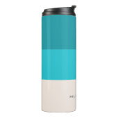 Summer Aqua Blue Beach Vibe Horizontaler Streifen Thermosbecher (Nach links gedreht)