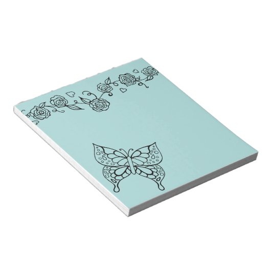 Summer Aqua Butterfly Notepad Geschenk Notizblock (angewinkelt)