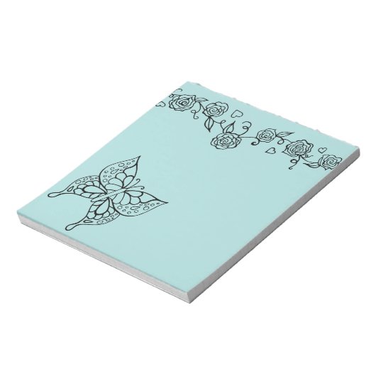 Summer Aqua Butterfly Notepad Geschenk Notizblock (Rotiert)