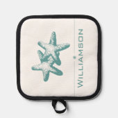 Summer Aquamarin Double Starfish Topflappen (Vorderseite)