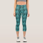 Summer Aquamarin Wave Muster: Benutzerdefinierter Capri Leggings (Vorderseite)