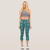 Summer Aquamarin Wave Muster: Benutzerdefinierter Capri Leggings (Vorderseite)