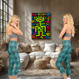 Summer Aquamarin Wave Muster: Benutzerdefinierter  Capri Leggings