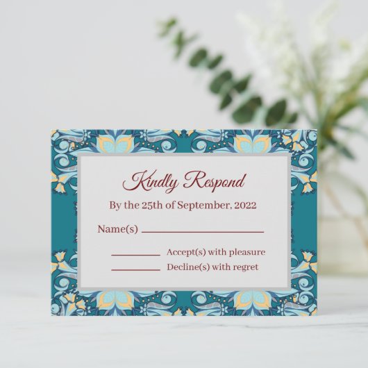 Summer Aquamarine | Antwortkarte RSVP Karte (Stehend Vorderseite)
