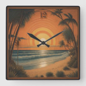 Summer Art Deco Quadratische Wanduhr (Vorderseite)