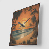 Summer Art Deco Quadratische Wanduhr (Winkel)