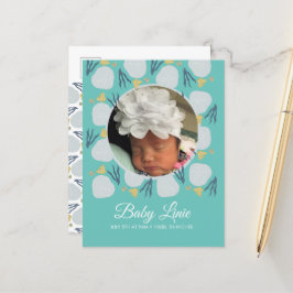 Summer Baby Beach Thema Border Foto Birth Ankündigungspostkarte