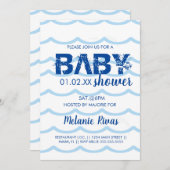Summer Baby Dusche Blue Waves Muster Einladung (Vorne/Hinten)
