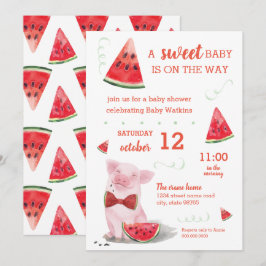 Summer Baby Dusche Watermelon Pig Sweet Baby Einladung