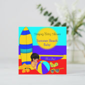 Summer Baby Shower Boy Beach Baby Surfbaby Einladung (Stehend Vorderseite)