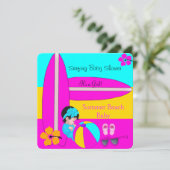 Summer Baby Shower Girl Beach Baby Surfbaby 5 Einladung (Stehend Vorderseite)