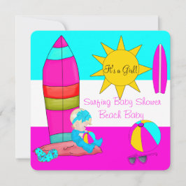 Summer Baby Shower Girl Beach Baby Surfbaby Baby 4 Einladung
