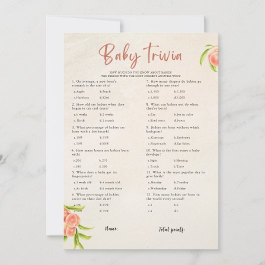 Summer Baby Trivia Baby Showkarte Einladung (Vorderseite)