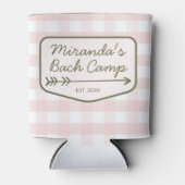 Summer Bach Camp Gingham Pink Green Bachelorette Dosenkühler (Vorderseite)
