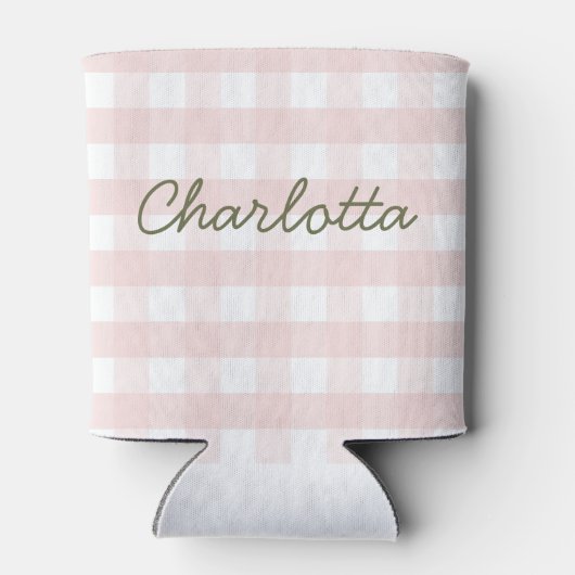 Summer Bach Camp Gingham Pink Green Bachelorette Dosenkühler (Rückseite)