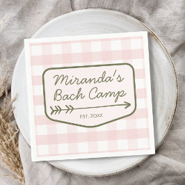 Summer Bach Camp Gingham Pink & Green Bachelorette Serviette