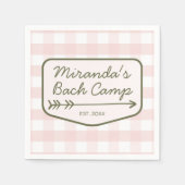 Summer Bach Camp Gingham Pink & Green Bachelorette Serviette (Vorderseite)