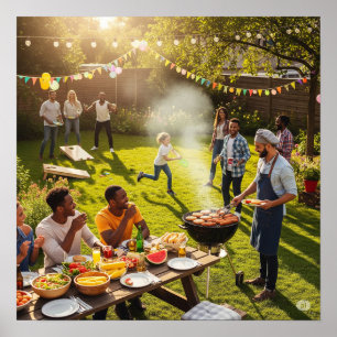 Summer Backyard GRILLEN Poster