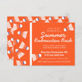 Summer Badminton Bash Party laden Orange & Weiß ei Einladung (Vorne/Hinten)