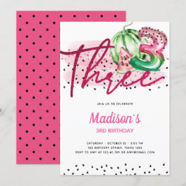 Summer Balloon Letters Melon 3. Geburtstag Einladung